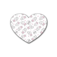 Cute Pattern With Easter Bunny Egg Rubber Coaster (heart) by Simbadda