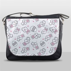 Cute Pattern With Easter Bunny Egg Messenger Bag by Simbadda