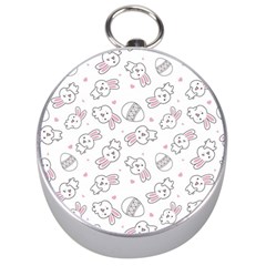 Cute Pattern With Easter Bunny Egg Silver Compasses by Simbadda