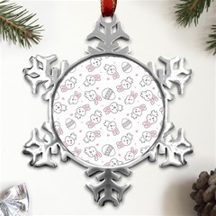 Cute Pattern With Easter Bunny Egg Metal Small Snowflake Ornament by Simbadda