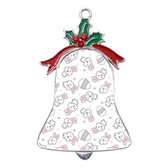 Cute Pattern With Easter Bunny Egg Metal Holly Leaf Bell Ornament by Simbadda