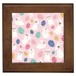 Cute Bunnies Easter Eggs Seamless Pattern Framed Tile Front