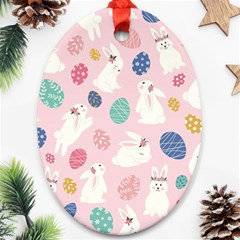 Cute Bunnies Easter Eggs Seamless Pattern Ornament (oval) by Simbadda