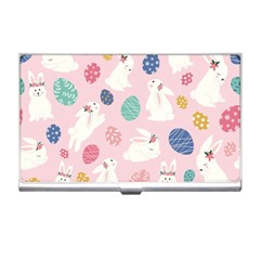 Cute Bunnies Easter Eggs Seamless Pattern Business Card Holder by Simbadda