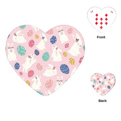 Cute Bunnies Easter Eggs Seamless Pattern Playing Cards Single Design (heart) by Simbadda