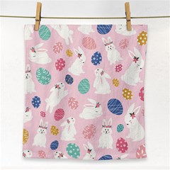 Cute Bunnies Easter Eggs Seamless Pattern Face Towel by Simbadda