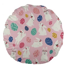 Cute Bunnies Easter Eggs Seamless Pattern Large 18  Premium Round Cushions by Simbadda