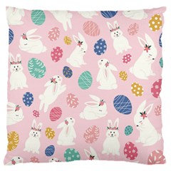 Cute Bunnies Easter Eggs Seamless Pattern Large Premium Plush Fleece Cushion Case (one Side) by Simbadda