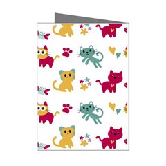 Pattern With Cute Cats Mini Greeting Cards (pkg Of 8) by Simbadda