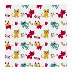 Pattern With Cute Cats Medium Glasses Cloth by Simbadda