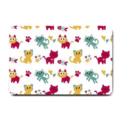 Pattern With Cute Cats Small Doormat by Simbadda