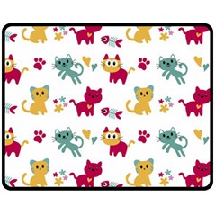 Pattern With Cute Cats Fleece Blanket (medium) by Simbadda