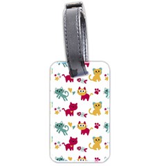 Pattern With Cute Cats Luggage Tag (two Sides) by Simbadda