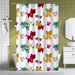 Pattern With Cute Cats Shower Curtain 48  X 72  (small)  by Simbadda