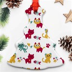 Pattern With Cute Cats Christmas Tree Ornament (Two Sides) Front