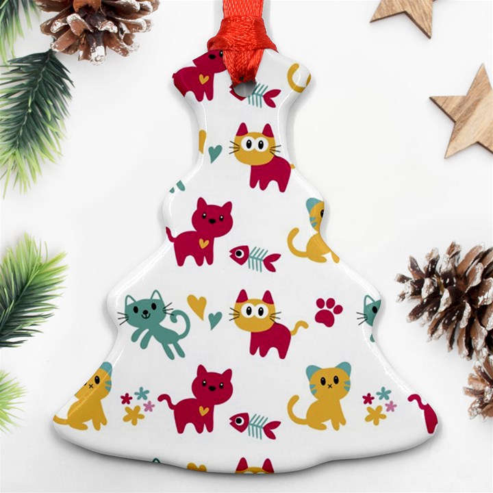 Pattern With Cute Cats Christmas Tree Ornament (Two Sides)