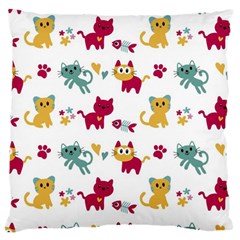 Pattern With Cute Cats Large Cushion Case (one Side) by Simbadda