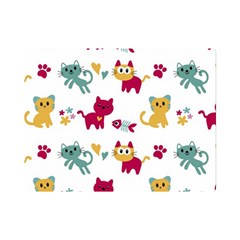 Pattern With Cute Cats Premium Plush Fleece Blanket (mini) by Simbadda