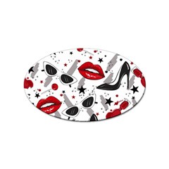 Red Lips Black Heels Pattern Sticker (oval) by Simbadda