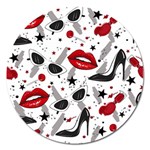 Red Lips Black Heels Pattern Magnet 5  (Round) Front