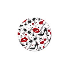 Red Lips Black Heels Pattern Golf Ball Marker by Simbadda