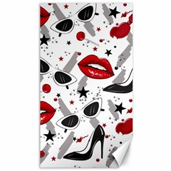 Red Lips Black Heels Pattern Canvas 40  X 72  by Simbadda