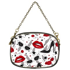 Red Lips Black Heels Pattern Chain Purse (one Side) by Simbadda