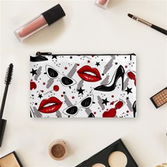 Red Lips Black Heels Pattern Cosmetic Bag (small) by Simbadda