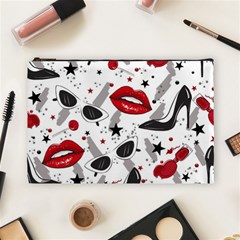 Red Lips Black Heels Pattern Cosmetic Bag (large) by Simbadda