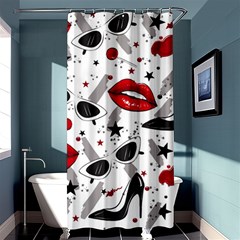 Red Lips Black Heels Pattern Shower Curtain 36  X 72  (stall)  by Simbadda