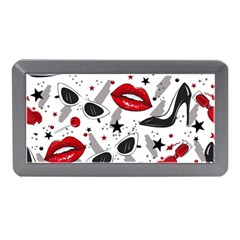 Red Lips Black Heels Pattern Memory Card Reader (mini) by Simbadda