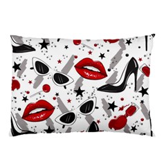 Red Lips Black Heels Pattern Pillow Case (two Sides) by Simbadda