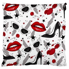 Red Lips Black Heels Pattern Large Cushion Case (one Side) by Simbadda