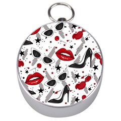 Red Lips Black Heels Pattern Silver Compasses by Simbadda