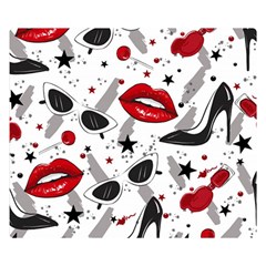 Red Lips Black Heels Pattern Two Sides Premium Plush Fleece Blanket (small) by Simbadda