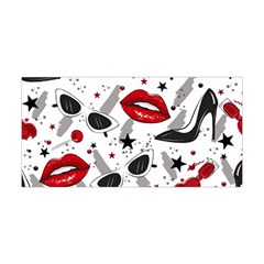 Red Lips Black Heels Pattern Yoga Headband by Simbadda