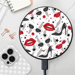 Red Lips Black Heels Pattern Wireless Fast Charger(black) by Simbadda