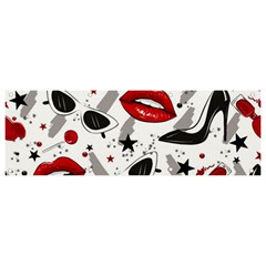 Red Lips Black Heels Pattern Banner And Sign 9  X 3  by Simbadda