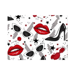 Red Lips Black Heels Pattern Premium Plush Fleece Blanket (mini) by Simbadda