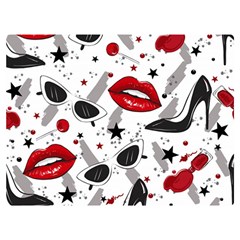 Red Lips Black Heels Pattern Two Sides Premium Plush Fleece Blanket (extra Small) by Simbadda