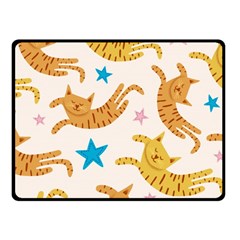 Cute Cats Seamless Pattern With Stars Funny Drawing Kittens Fleece Blanket (small) by Simbadda