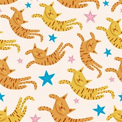 Cute Cats Seamless Pattern With Stars Funny Drawing Kittens Play Mat (square) by Simbadda