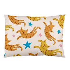 Cute Cats Seamless Pattern With Stars Funny Drawing Kittens Pillow Case (two Sides) by Simbadda