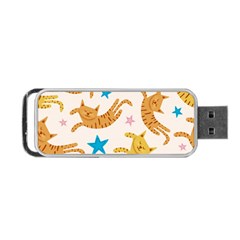 Cute Cats Seamless Pattern With Stars Funny Drawing Kittens Portable Usb Flash (two Sides) by Simbadda