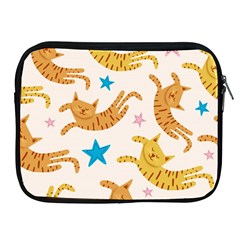 Cute Cats Seamless Pattern With Stars Funny Drawing Kittens Apple Ipad 2/3/4 Zipper Cases by Simbadda