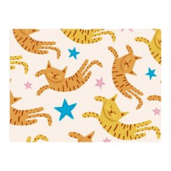 Cute Cats Seamless Pattern With Stars Funny Drawing Kittens Two Sides Premium Plush Fleece Blanket (mini) by Simbadda