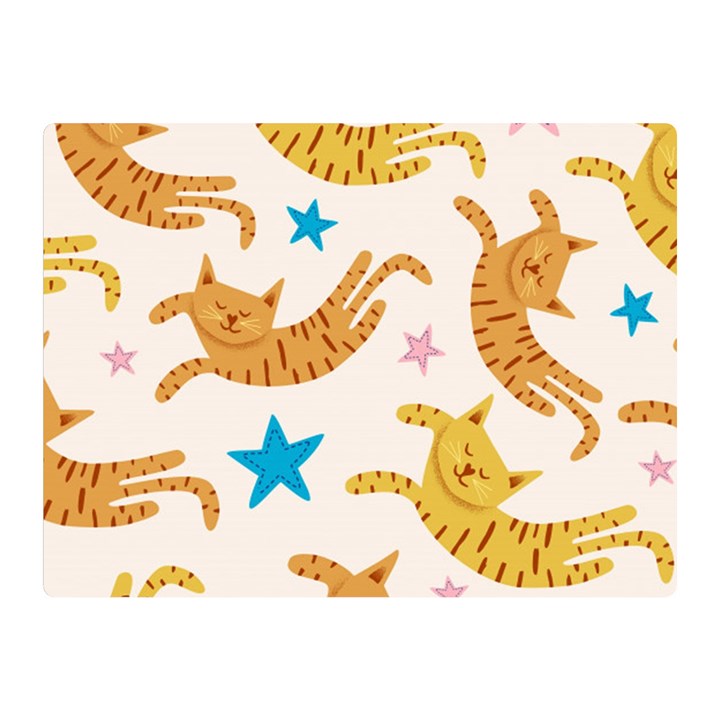 Cute Cats Seamless Pattern With Stars Funny Drawing Kittens Two Sides Premium Plush Fleece Blanket (Mini)