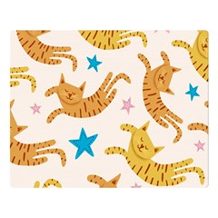 Cute Cats Seamless Pattern With Stars Funny Drawing Kittens Two Sides Premium Plush Fleece Blanket (large) by Simbadda