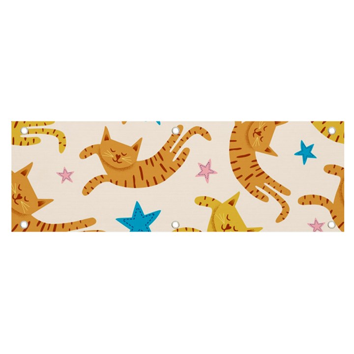 Cute Cats Seamless Pattern With Stars Funny Drawing Kittens Banner and Sign 6  x 2 