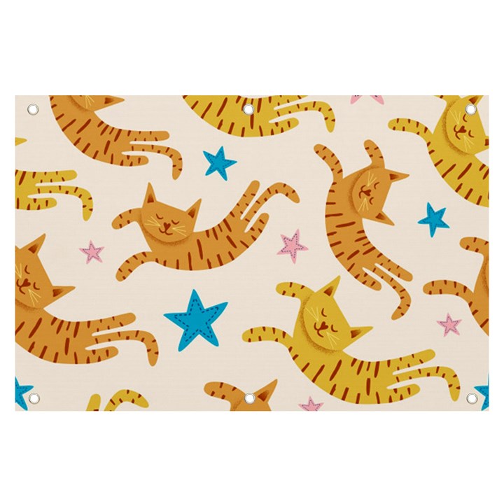 Cute Cats Seamless Pattern With Stars Funny Drawing Kittens Banner and Sign 6  x 4 